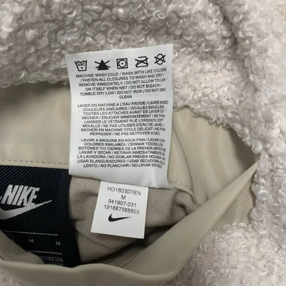 New NIKE NSW Sherpa Reversible Tan Cream Full Zip Jacket | M